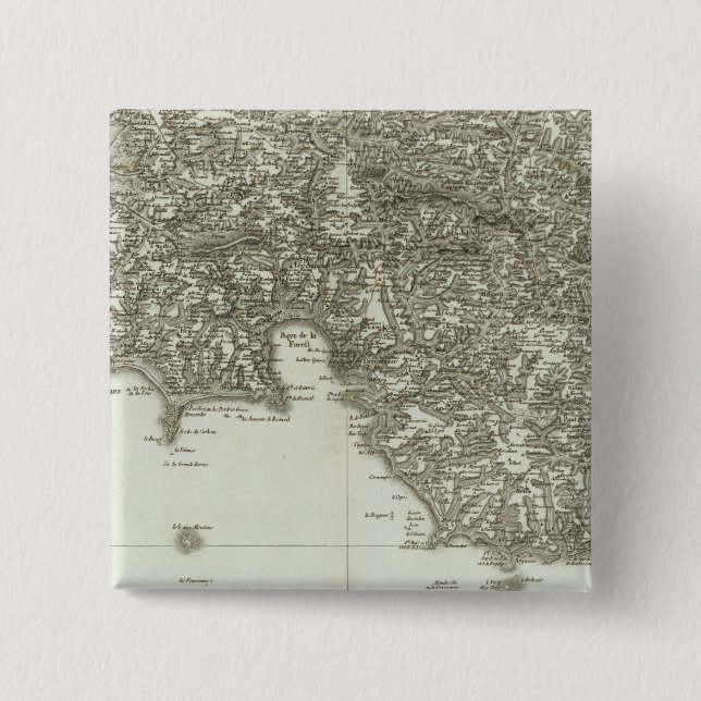 Engraved map of France 2 Inch Square Button (Front)