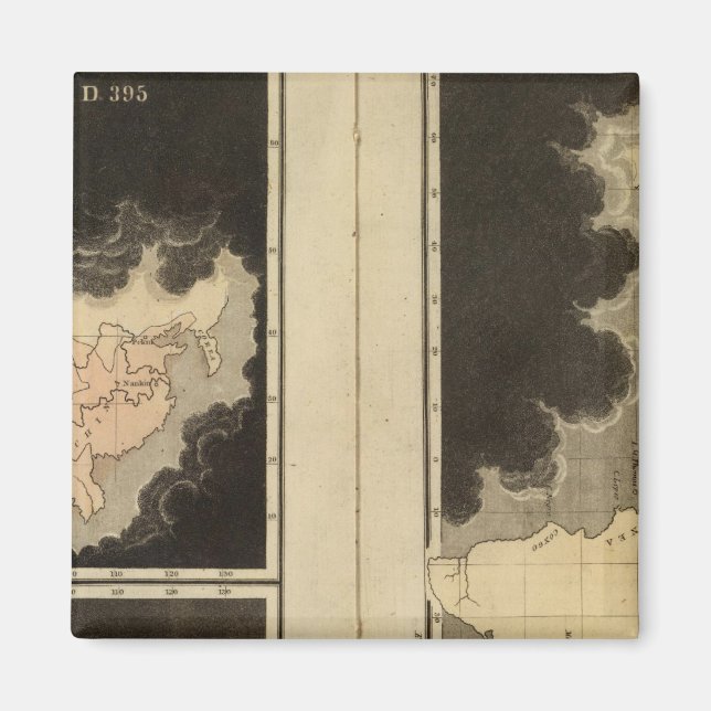 engraved maps of the world magnet (Front)