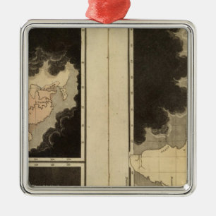 engraved maps of the world metal ornament