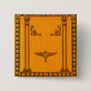 Engraved Old Book Cover Background 2 Inch Square Button