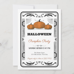 Engraved Pumpkins Halloween Party Invitation