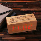 Engraved Red LED Display Wooden Digitial Clock