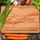 Engraved Script Wood Cutting Board w/Juice Groove