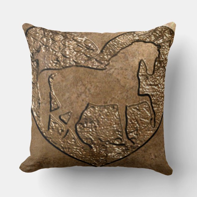Engraved Silhouetted Horse Throw Pillow (Front)