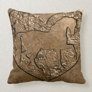 Engraved Silhouetted Horse Throw Pillow