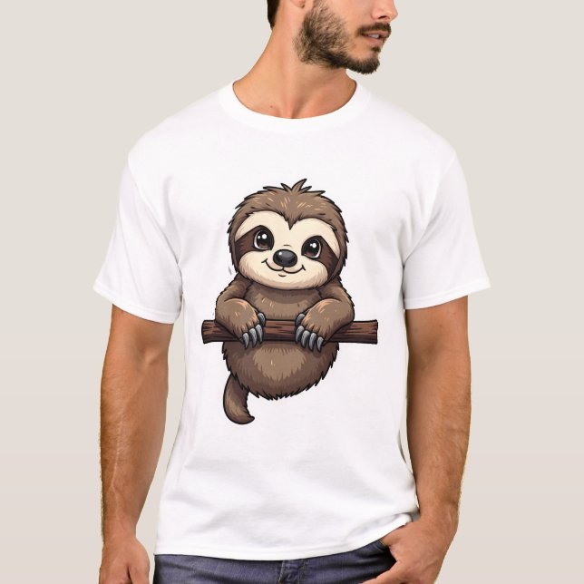 Engraved Sloth Tee Vintage Animal Art (2) (Front)
