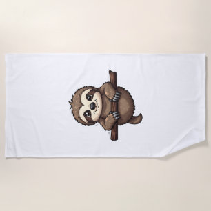 Engraved Sloth Tee Vintage Animal Art (2) Beach Towel