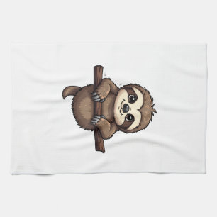 Engraved Sloth Tee Vintage Animal Art (2) Kitchen Towel