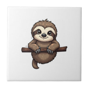 Engraved Sloth Tee Vintage Animal Art (2) Tile