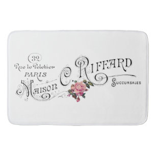 Engraved Vintage French Typography Bath Mat