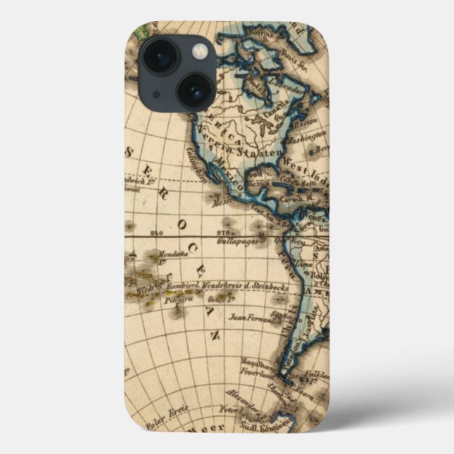 Engraved Western Hemisphere Map Case-Mate iPhone Case (Back)