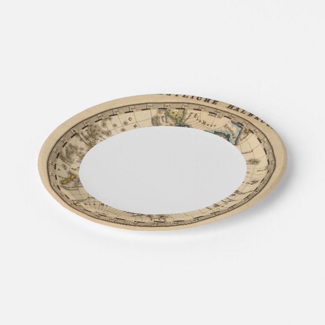 Engraved Western Hemisphere Map Paper Plate (Angled)