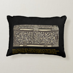 Engraving Queen Victoria's Silver Writing Box Accent Pillow