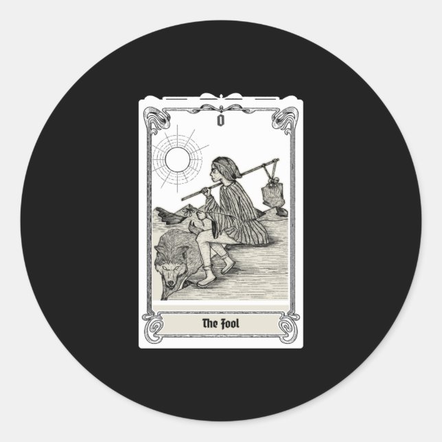 Engraving Tarot - The Fool O Classic Round Sticker (Front)