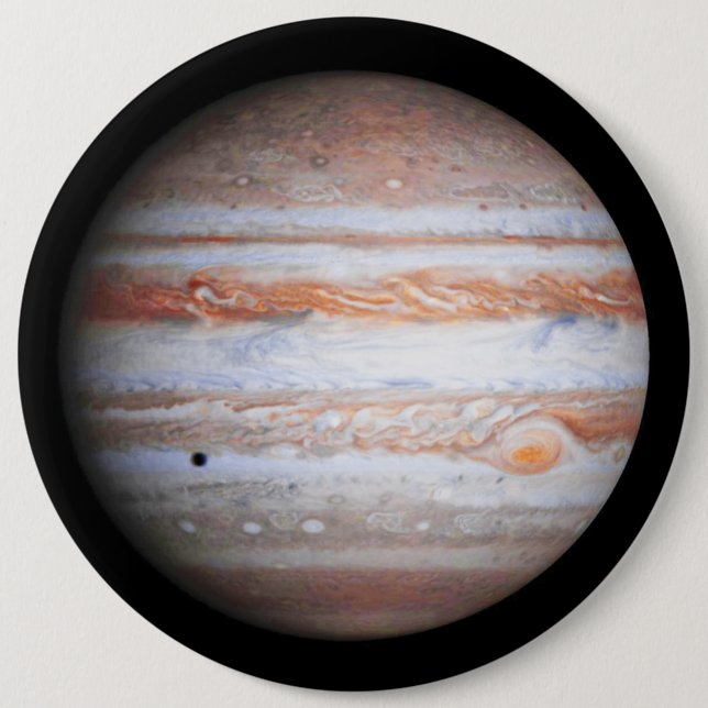 ENHANCED image of Jupiter Cassini flyby NASA 6 Inch Round Button (Front)