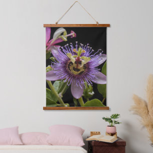Enigmatic Beauty: the Purple Passion Flower Hanging Tapestry