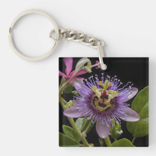 Enigmatic Beauty:  the Purple Passion Flower Keychain