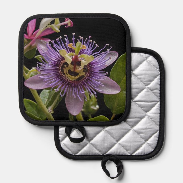 Enigmatic Beauty:  the Purple Passion Flower Pot Holder (Front/Back)