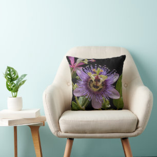 Enigmatic Beauty:  the Purple Passion Flower Throw Pillow