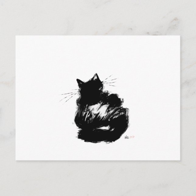 Enigmatic Black Cat Postcard (Front)