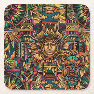Enigmatic Blue "Aztec Dream" Drink Coasters