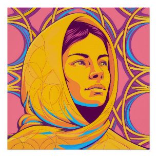 Enigmatic Brazilian Woman in Vibrant Pop Art Poster