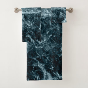 Enigmatic Deep Blue Ocean Marble #2 #decor #art Bath Towel Set