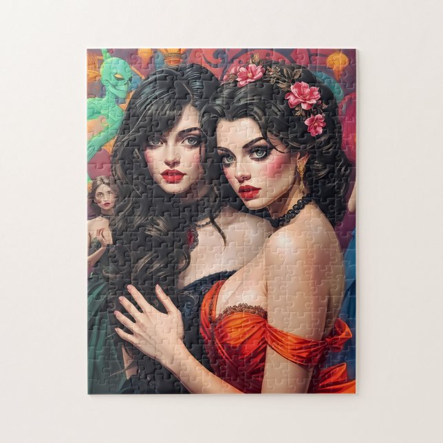 Enigmatic Fantasy Gala - Vibrant Surreal Portrait Jigsaw Puzzle (Vertical)