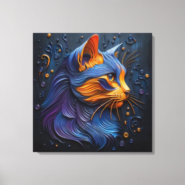 Enigmatic Feline Glance - AI Creates Canvas Print (Front)