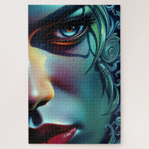 Enigmatic Gaze: Vibrant Fantasy Portrait Puzzle