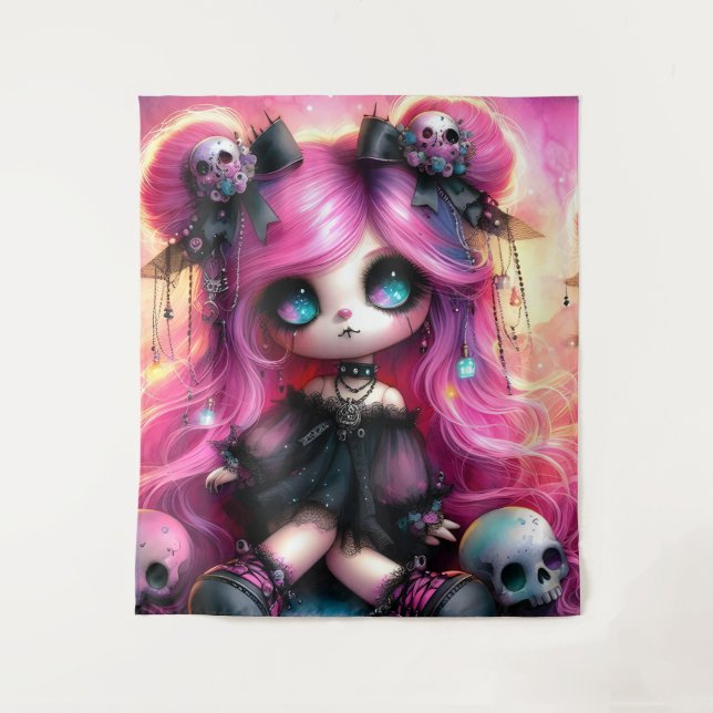 Enigmatic Gothic Doll Tapestry (Front)