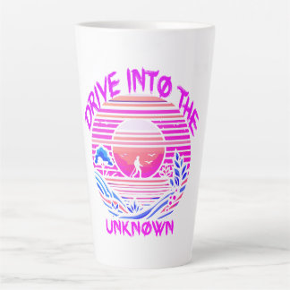 Enigmatic Journey: Retro Sunset Exploration Latte Mug