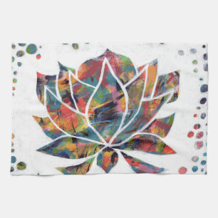 Enigmatic Oriental Lotus Flower Original Abstract Kitchen Towel