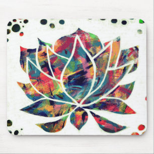 Enigmatic Oriental Lotus Flower Original Abstract Mouse Pad