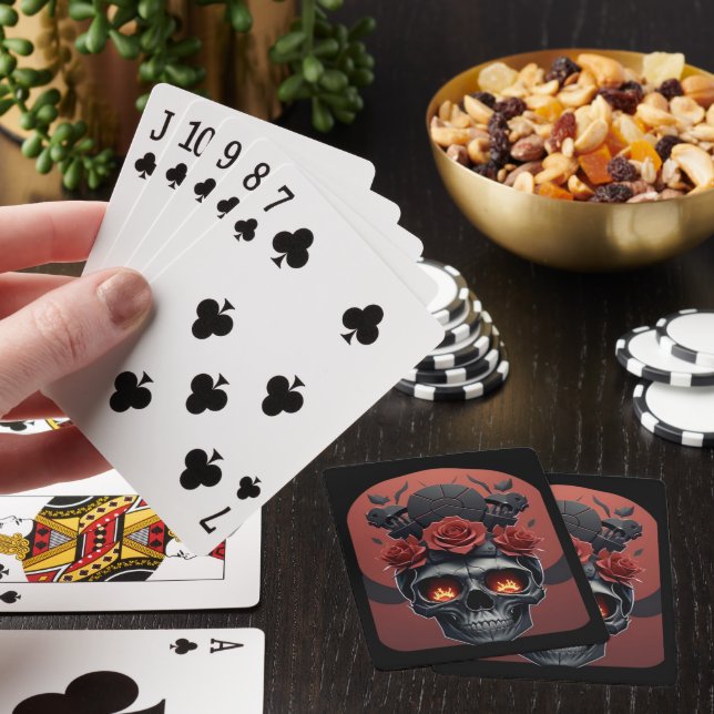 Enigmatic Skull & Roses Playing Cards (In Situ)