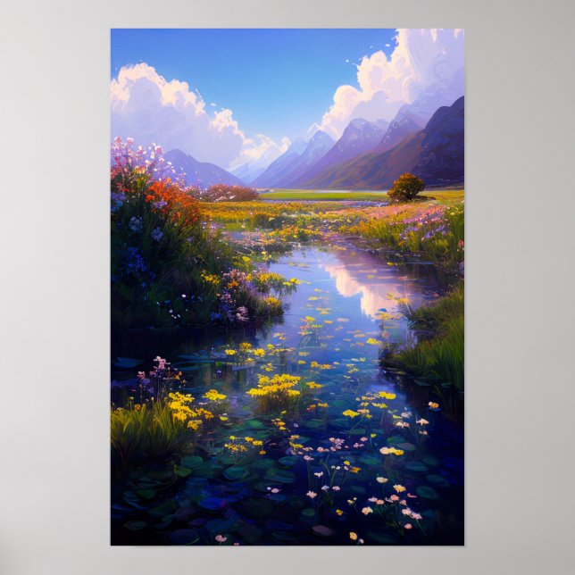 Enigmatic Swampy Meadow in the Valley Poster (Front)