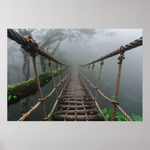 "Enigmatic Traverse" Jungle Bridge over a CrPoster Poster