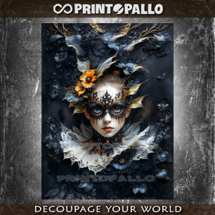 Enigmatic venetian masked lady  tissue paper