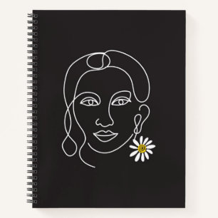Enigmatic Woman - line art Design Notebook