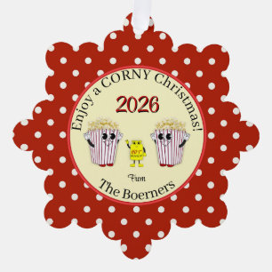 Enjoy A Corny Christmas! Popcorn Paper Tag Ornament Card