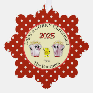 Enjoy A Corny Christmas! Popcorn Paper Tag Ornament Card