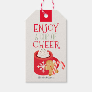 Enjoy a Cup of Cheer Red Hot Chocolate Holiday Gift Tags