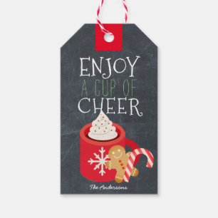 Enjoy a Cup of Cheer Red Mug Chalkboard lHoliday Gift Tags