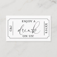 Enjoy a Drink on Us Wedding Drink Ticket