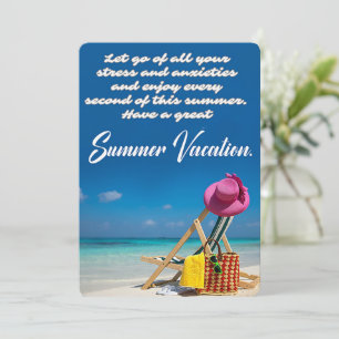 Enjoy a summer vacation at the beach   holiday card