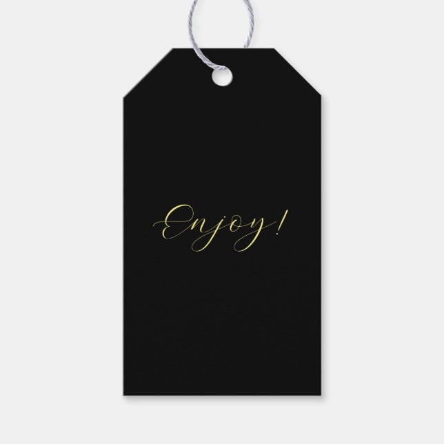 "Enjoy" Black Minimalist Gift Tag (Front)