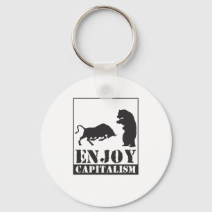 Enjoy Capitalism Bulls and bears Keychain
