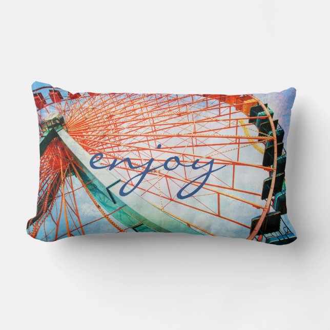 Enjoy Carnival Ferris Wheel Photo Colourful Bold Lumbar Pillow (Front)