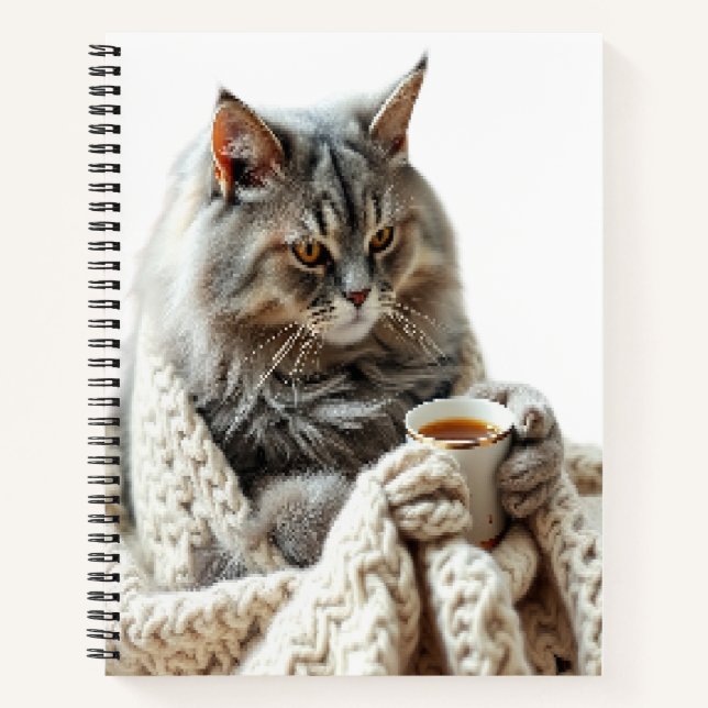 Enjoy Cat Winter Tea  Notebook (Front)
