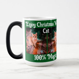 Enjoy Christmas With Cat  Photo text customize Magic Mug